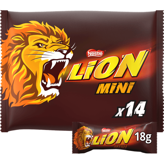 Foto van Nestlé Lion mini op witte achtergrond