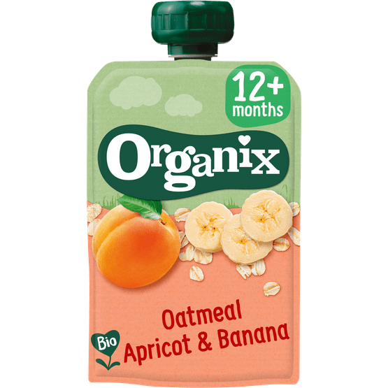 Foto van Organix Just oatmeal, apricot & banana op witte achtergrond