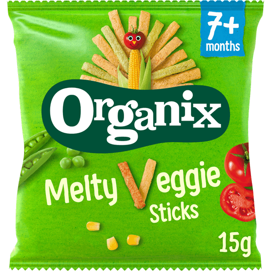 Foto van Organix Melty veggie sticks 7+ maanden op witte achtergrond