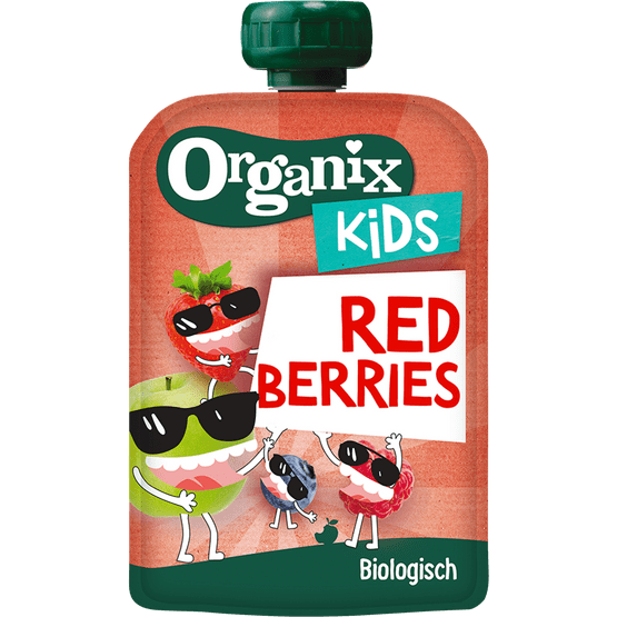 Foto van Organix Kids red berries smash op witte achtergrond
