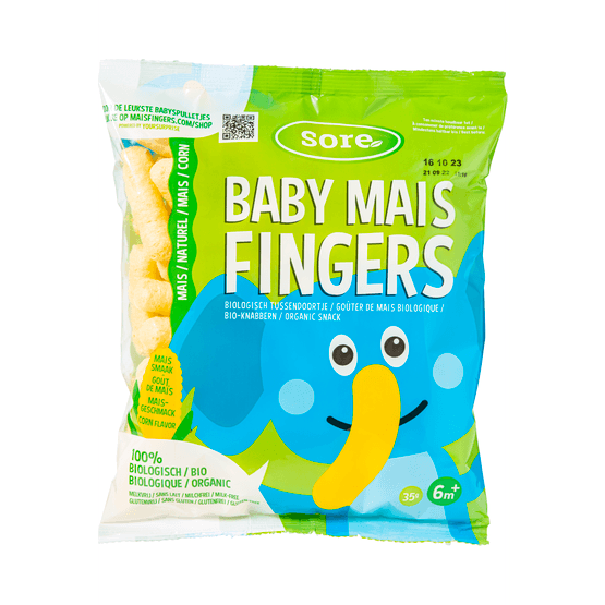 Foto van Sore Baby maïs fingers 6+ maanden op witte achtergrond