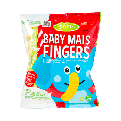 Sore Baby maïs fingers 6+ maanden aardbei