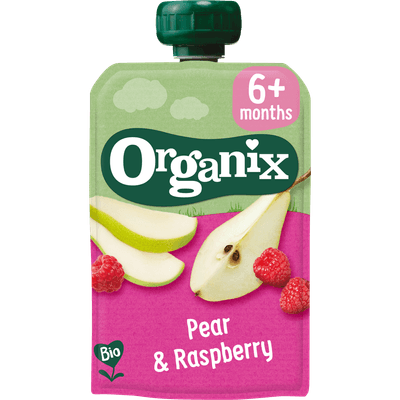 Organix Knijpzakje pear-raspberry 6+ maanden