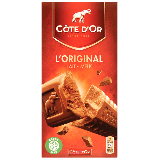 Foto van Côte d'Or Chocoladetablet melk op witte achtergrond