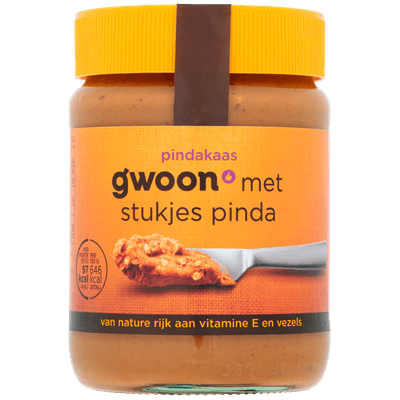 G'woon Pindakaas met stukjes pinda