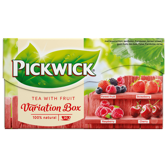Foto van Pickwick Fruit Variatie Rood fruit thee op witte achtergrond