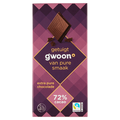 G'woon Chocoladereep extra puur 72%