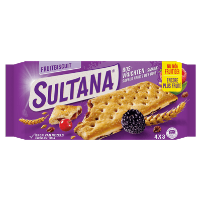 Sultana Fruitbiscuit bosvruchten 4x3 stuks