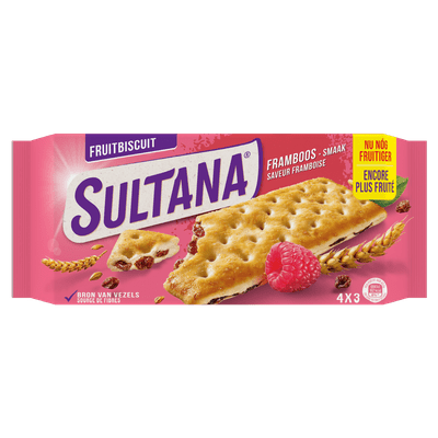 Sultana Fruitbiscuit framboos 4x3 st.