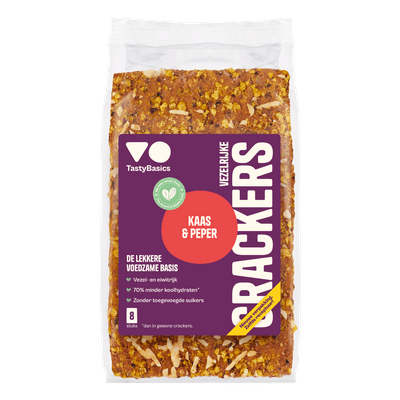 TastyBasics Cracker kaas-peper 8 stuks
