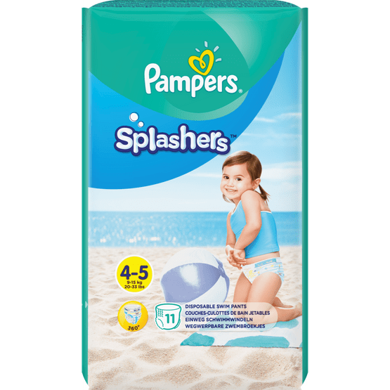 Foto van Pampers Splashers maxi zwembroekjes maat 4 -5 op witte achtergrond
