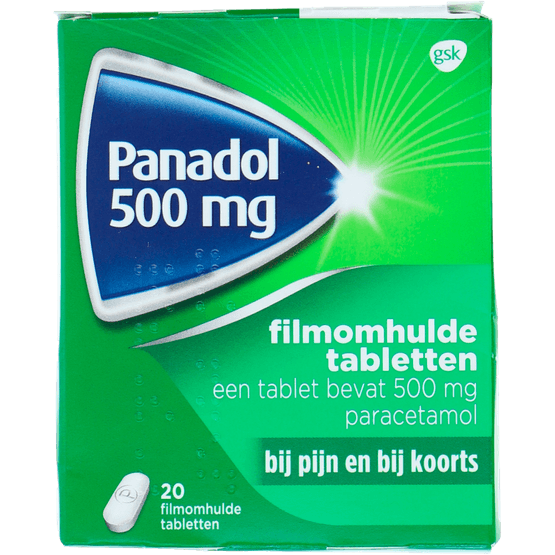 Foto van Panadol Tabletten glad op witte achtergrond