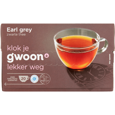G'woon Zwarte thee earl grey kop 20 zakjes