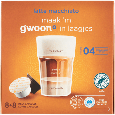 G'woon Koffiecups latte macchiato sterkte 4