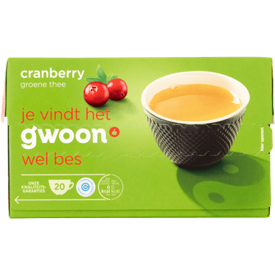 G'woon Groene thee cranberry kop 20 zakjes