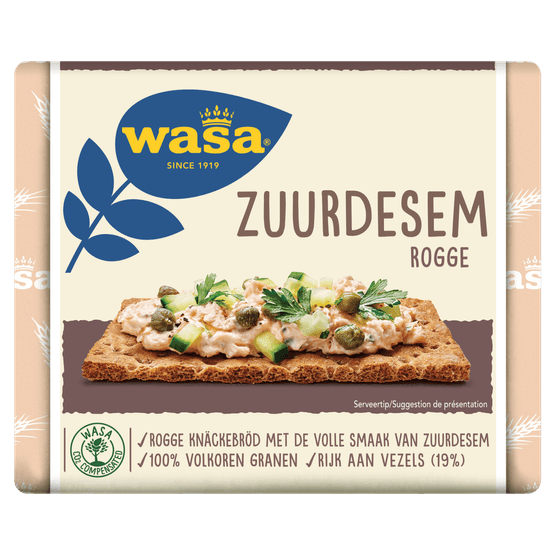 Foto van Wasa Knackebrod zuurdesem rogge op witte achtergrond