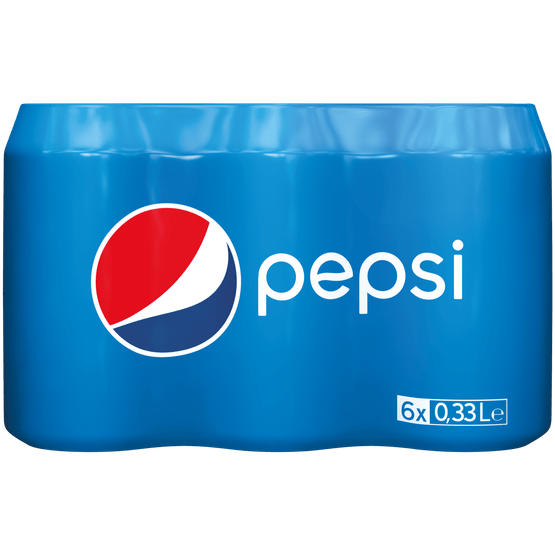 Foto van Pepsi Regular 6x33 cl op witte achtergrond