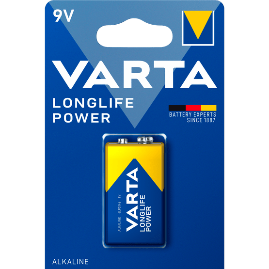 Foto van Varta Batterij 9 volt longlife power op witte achtergrond
