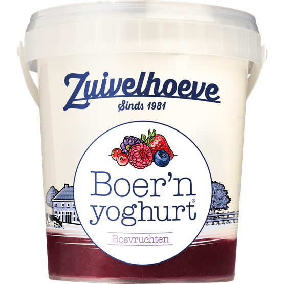 Foto van Zuivelhoeve Boern yoghurt bosvruchten op witte achtergrond