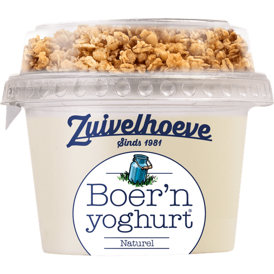 Foto van Zuivelhoeve Boern yoghurt muesli naturel op witte achtergrond