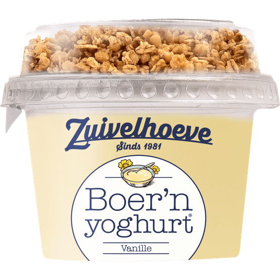 Foto van Zuivelhoeve Boern yoghurt muesli vanille op witte achtergrond