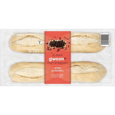 G'woon Pistolet wit 4 stuks