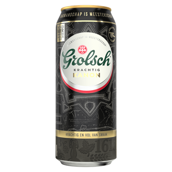 Foto van Grolsch Kanon zwaar bier op witte achtergrond