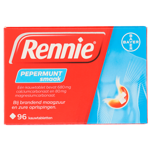 Foto van Rennie Kauwtabletten pepermunt op witte achtergrond