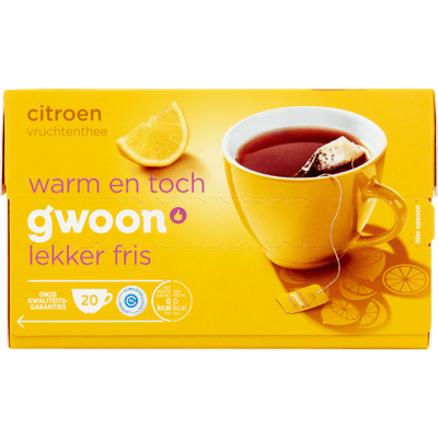 G'woon Vruchtenthee citroen kop 20 zk.