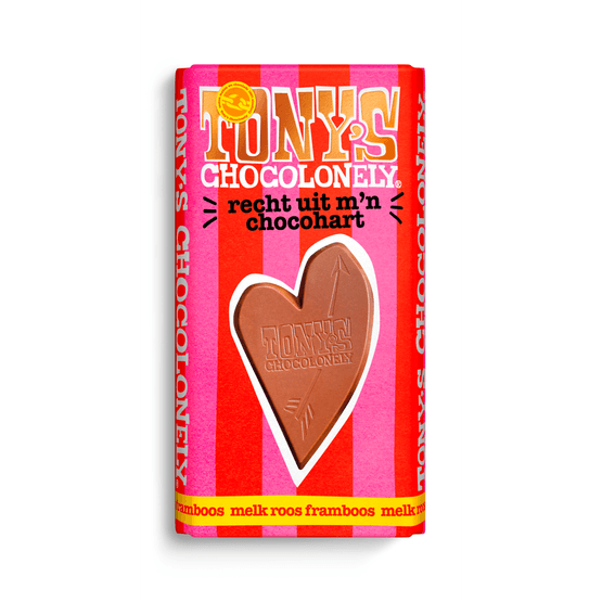 Foto van Tony's Chocolonely Chocolonely valentijnshart op witte achtergrond