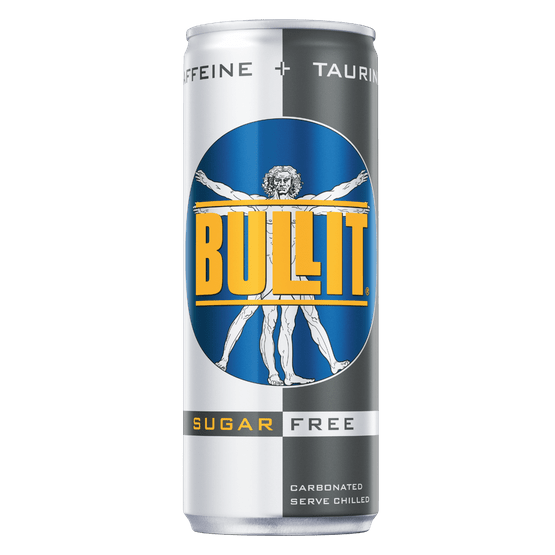 Foto van Bullit Energy drink sugar free op witte achtergrond