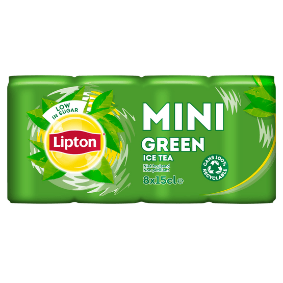 Foto van Lipton Ice tea green 8x15 cl op witte achtergrond