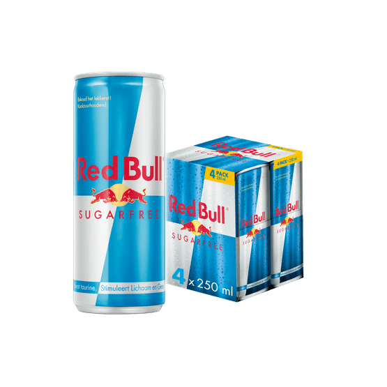 Foto van Red Bull Energy drink sugar free 4x25 cl op witte achtergrond