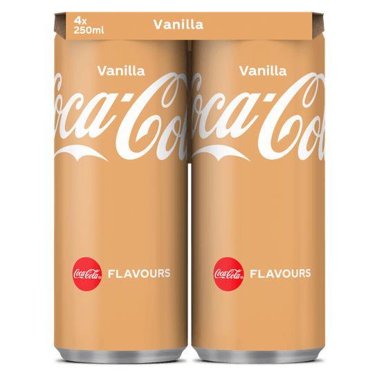 Foto van Coca-Cola Regular vanilla 4x25 cl op witte achtergrond