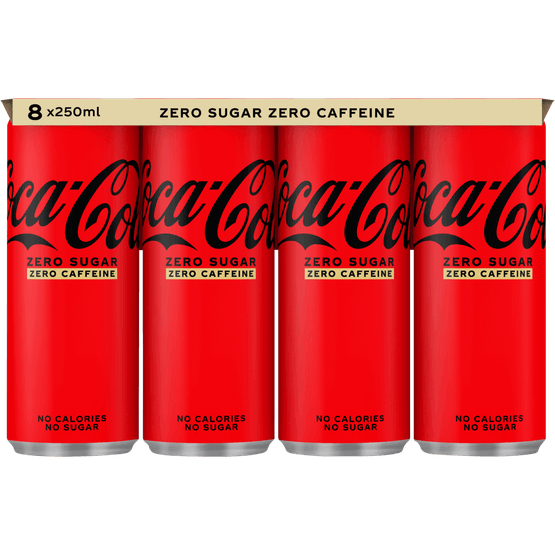 Foto van Coca-Cola Zero no caffeine 8x25 cl op witte achtergrond