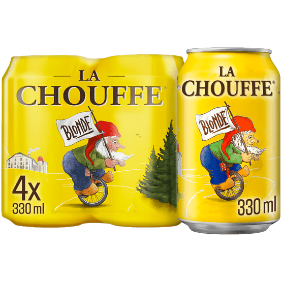 Foto van La Chouffe Blond 4x33 cl op witte achtergrond