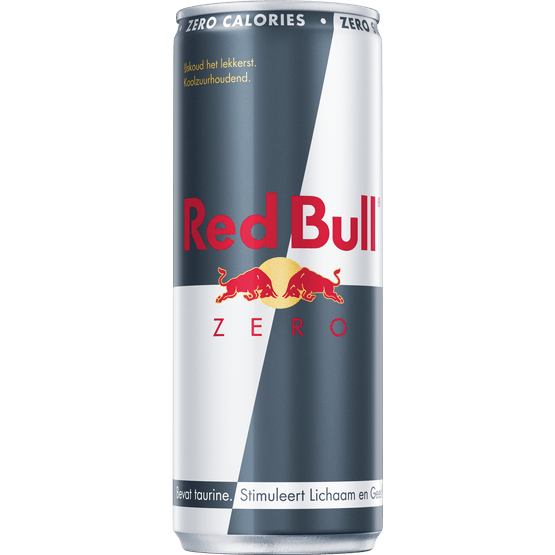 Foto van Red Bull Energy drink zero op witte achtergrond