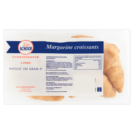 Foto van Schoof Croissants margarine 4 st. op witte achtergrond