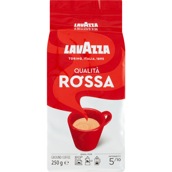 Foto van Lavazza Snelfiltermaling qualita rossa op witte achtergrond
