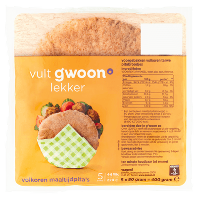 G'woon Pitabroodjes volkoren 5 st.