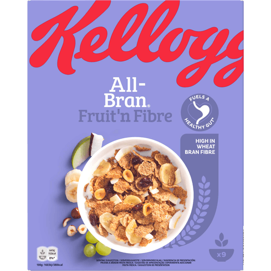 Foto van Kellogg's All bran fruit n fibre op witte achtergrond