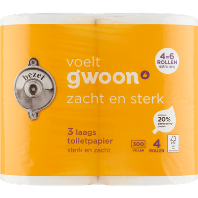 G'woon Toiletpapier 4 rollen 3-laags maxi rol