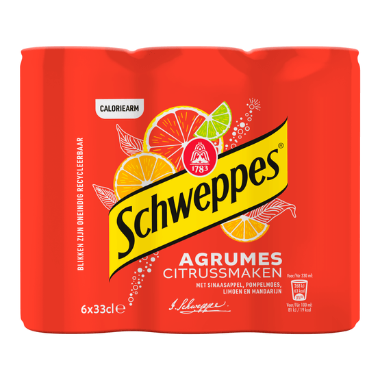 Foto van Schweppes Agrum citrus op witte achtergrond