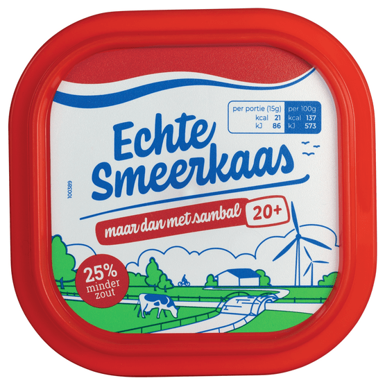 Foto van Echte Smeerkaas sambal 20+ op witte achtergrond