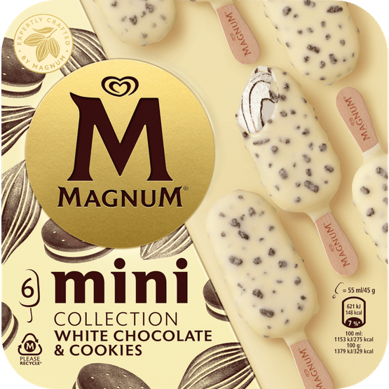 Foto van Ola Magnum mini white cookies 6 stuks op witte achtergrond