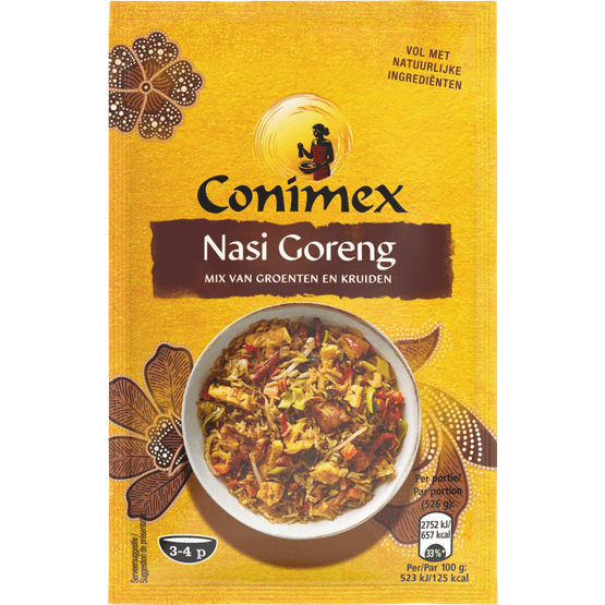 Foto van Conimex Mix nasi goreng op witte achtergrond
