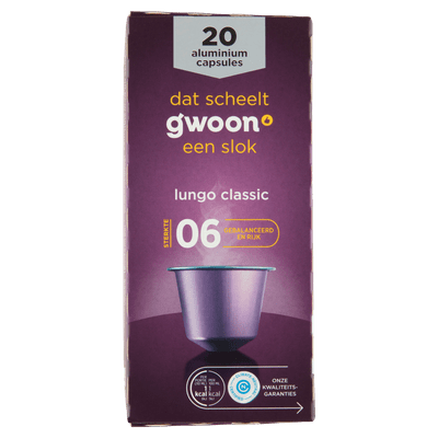 G'woon Koffiecapsules lungo classic