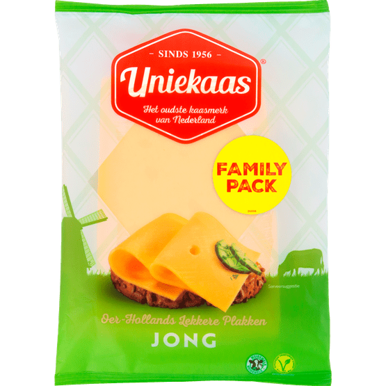 Foto van Uniekaas Jonge kaas plakken 48+ op witte achtergrond