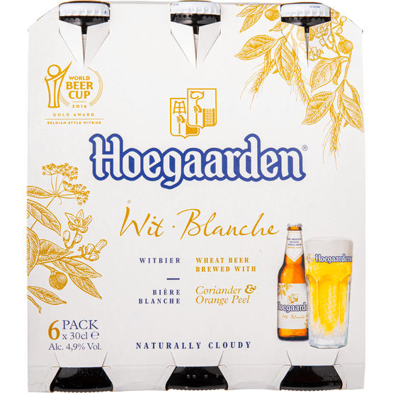 Foto van Hoegaarden Witbier op witte achtergrond