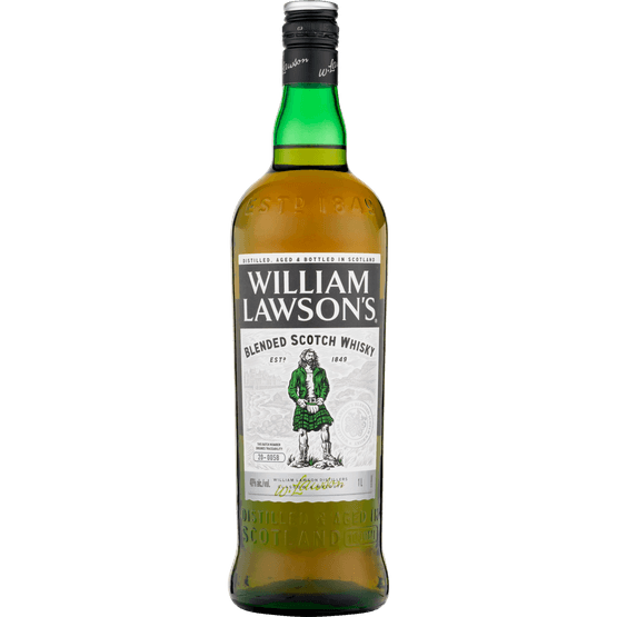 Foto van William Lawsons Whisky op witte achtergrond